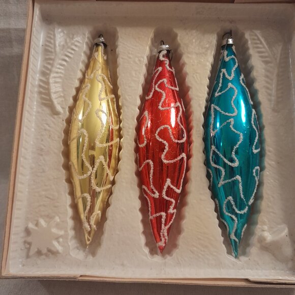 Antique Lanissa  Teardrop Ornaments in Original Box - Picture 3 of 4
